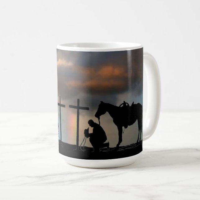 Cowboy Gebet Kaffeemaschine Tasse (VorderseiteRechts)