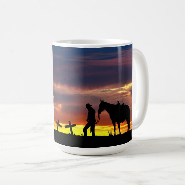Cowboy Gebet Kaffeemaschine Tasse (VorderseiteRechts)