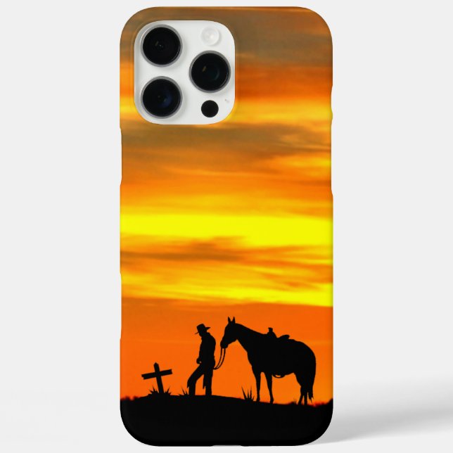 Cowboy Gebet Silhouette iPhone Case (Rückseite)