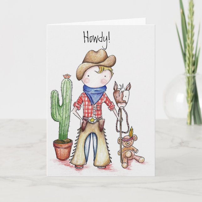 Cowboy-Geburtstags-Karte Karte (Vorderseite)