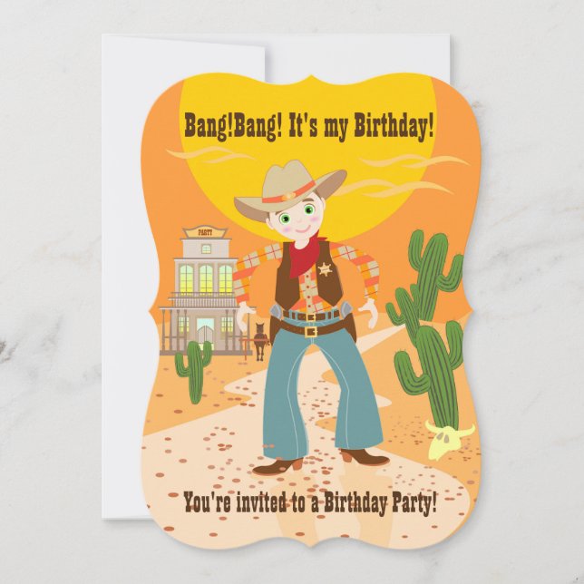 Cowboy-Geburtstagsfeier Einladung (Vorderseite)