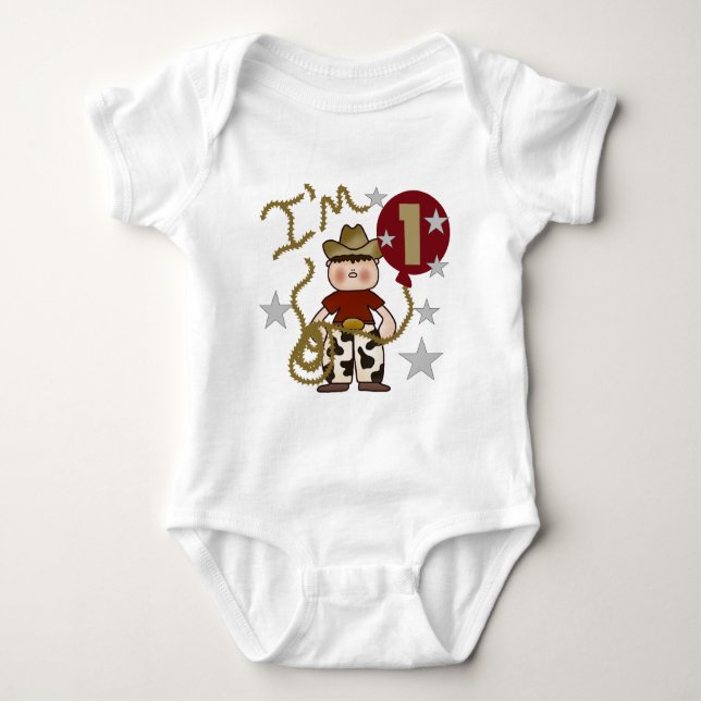 Cowboy Geburtstagsgeschenke und Geschenke Baby Strampler (Vorderseite)