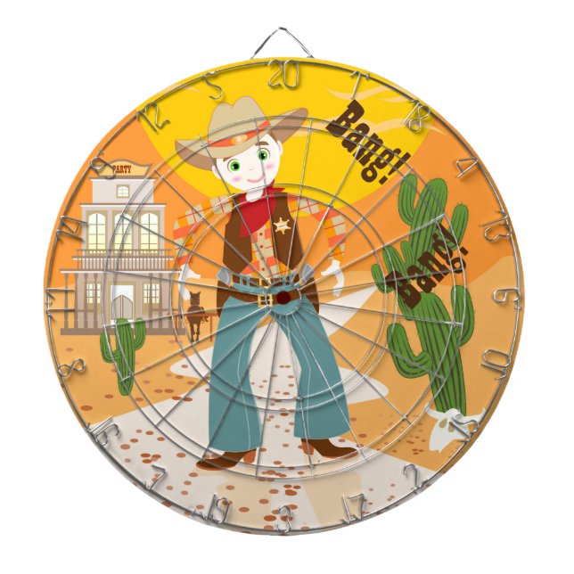 Cowboy-Geburtstagsparty Dartscheibe (vorne)