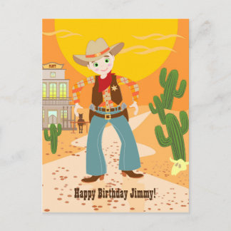 Cowboy-Geburtstagsparty Einladungspostkarte