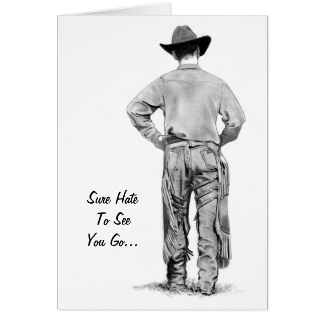 Cowboy-Gehen: Bleistift-Realismus-Kunst: Verlassen (Vorne)