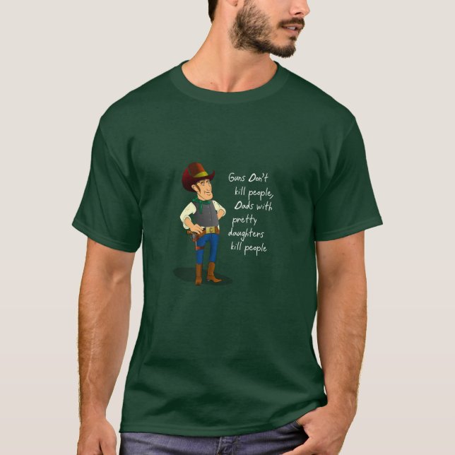 Cowboy-Gewehr-Kontrollen-Debatten-humorvoller T - T-Shirt (Vorderseite)