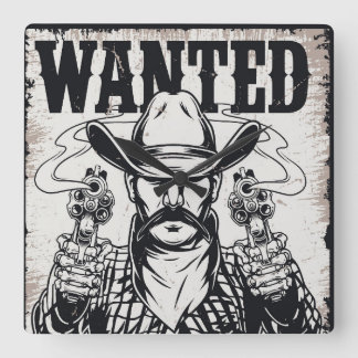 Cowboy Gewollt Poster Quadratische Wanduhr