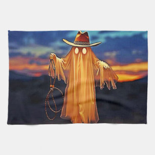 Cowboy Ghost im Sunset Design Geschirrtuch