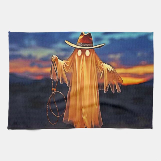 Cowboy Ghost im Sunset Design Geschirrtuch (Horizontal)