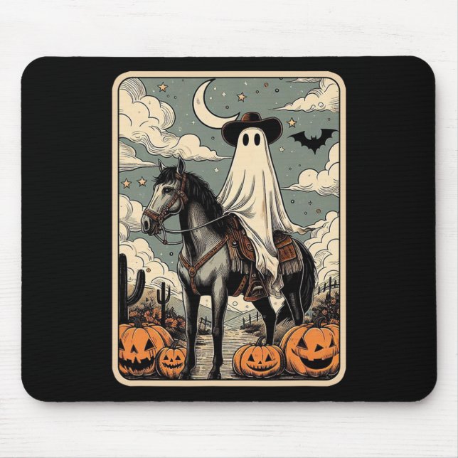 Cowboy Ghost Reitpferd Funny Tarot Card Hallowage Mousepad (Vorne)