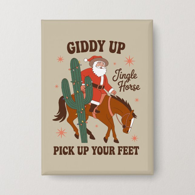 Cowboy Giddy Up Jingle Pferd holt Ihr Füße hoch Button (Vorderseite)