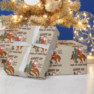 Cowboy Giddy Up Klingelglock Pferd Heb deine Füße Geschenkpapier