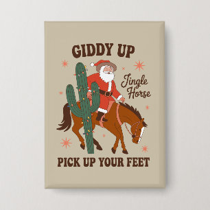 Cowboy Giddy Up Klingelglöckchen Pferd Heb deine F Button