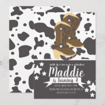 Cowboy Girl Birthday Cow Print Brown