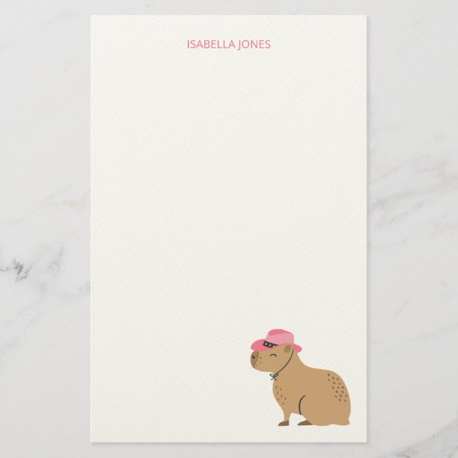 Cowboy Girl Capybara Tierkinder Schreibpapier Briefpapier (Vorderseite)