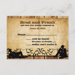 Cowboy Grooms Personnalisé Gay Wedding Cartes RSVP