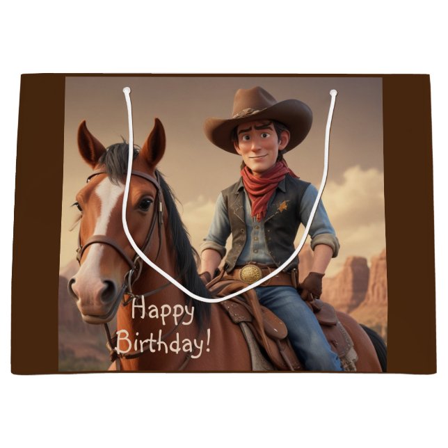 Cowboy Große Geschenktüte (Vorderseite)