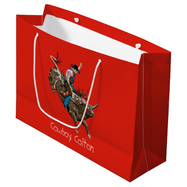 Cowboy Große Geschenktüte (Vorderseite Schrägansicht)