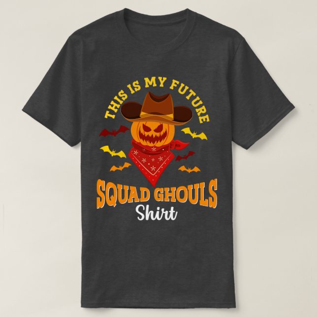 Cowboy Halloween Future Squad Ghouls Skelettpumpe T-Shirt (Design vorne)