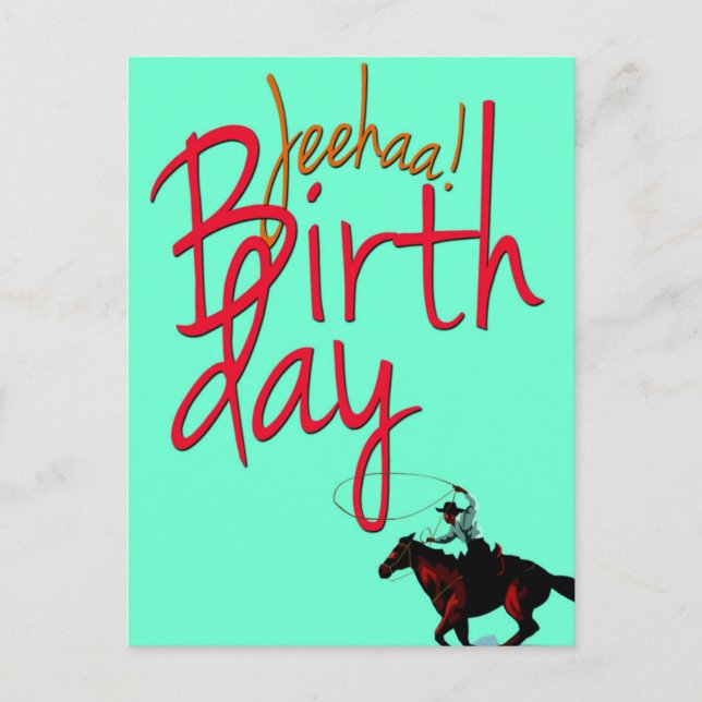 Cowboy Happy Birthday Postkarte (Vorderseite)