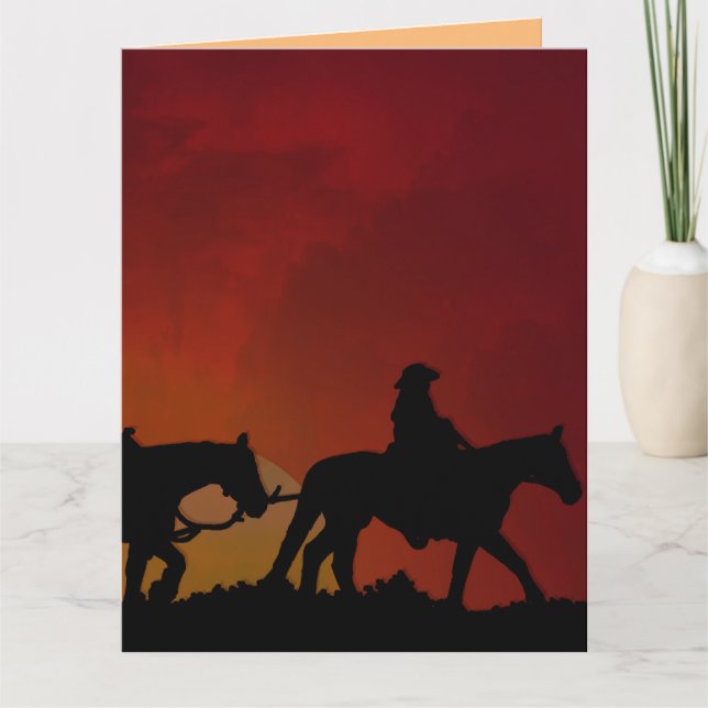 COWBOY HAPPY TRAILS GRANDE CARTE D'ANNIVERSAIRE (Devant)