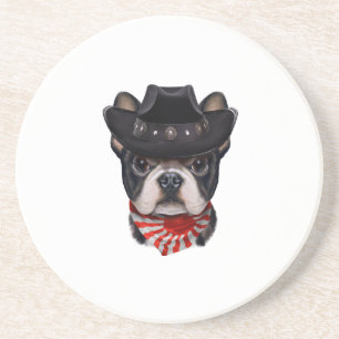 Cowboy Hat and Flag French Bulldog For Dog Lover Getränkeuntersetzer
