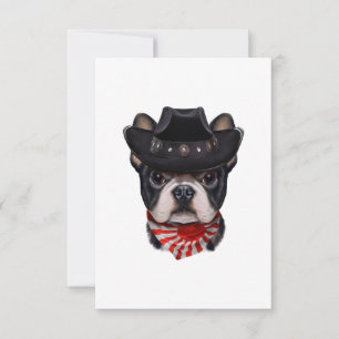 Cowboy Hat and Flag French Bulldog For Dog Lover RSVP Karte