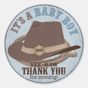 Cowboy Hat and Rope Western Baby Shooter Runder Aufkleber