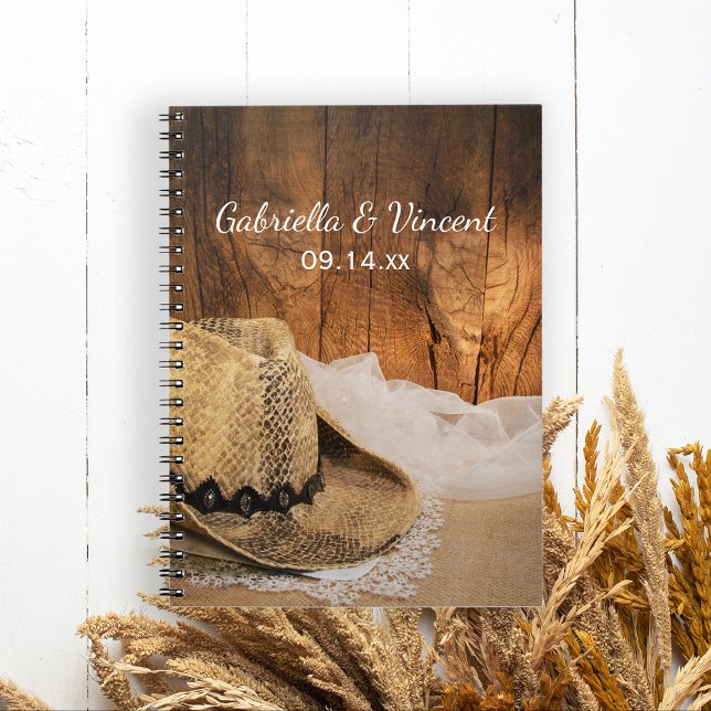 Cowboy Hat Barn Wood Country Western Hochzeit Notizblock (Von Creator hochgeladen)