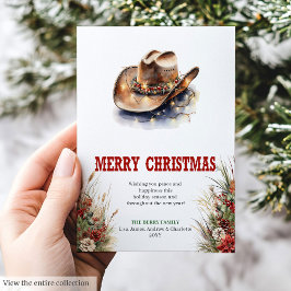 Cowboy hat Christmas greeting card editable Feiertagskarte