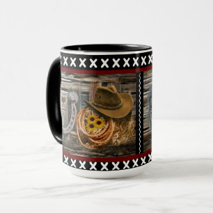 Cowboy Hat Horseshoe Lasso Rustic Barn Wood Tasse