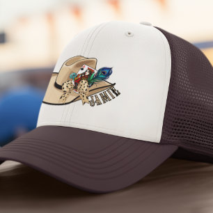 Cowboy Hat Kartenspielen und Peacock Trucker Hat Truckerkappe