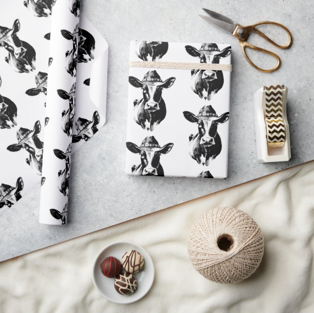 Cowboy Hat Kuw Western Farm Ranch Style Geschenkpapier (Kunsthandwerk)