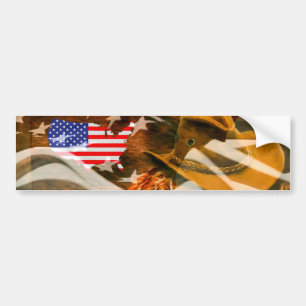 Cowboy Hat Lasso American Flag Sunray Autoaufkleber