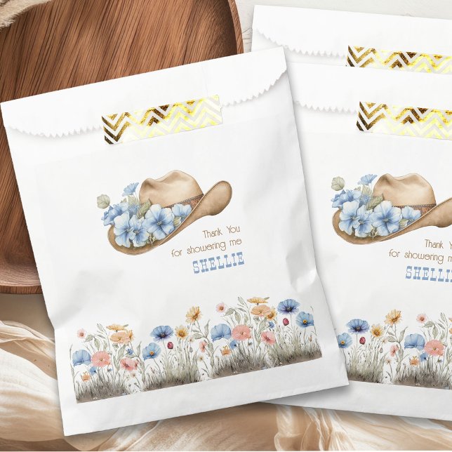 Cowboy Hat mit Boho Wildblumen Western Geschenktütchen (Favor bags from the Boho Elephant Baby Shower Collection by Darling & May)