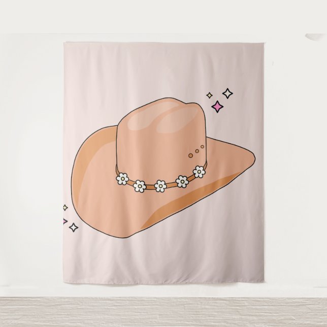 Cowboy Hat Neutral Beige Wandteppich (Vorderseite)