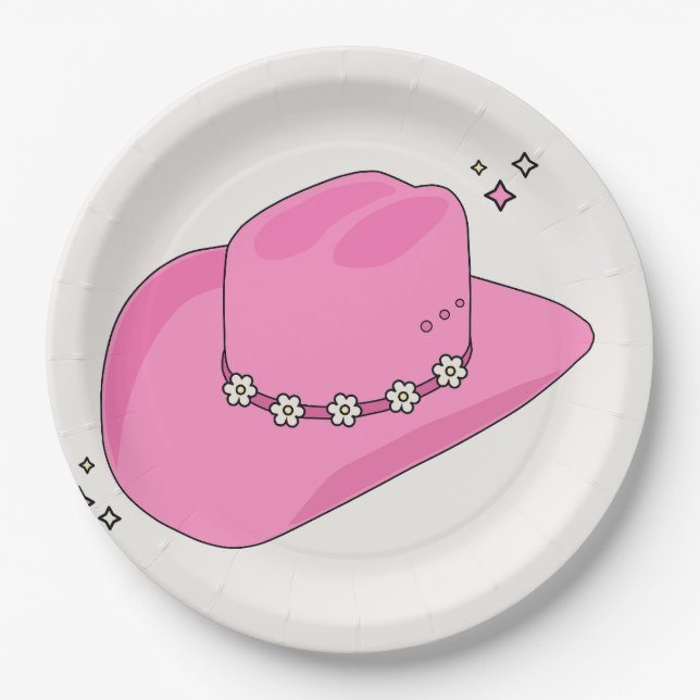 Cowboy Hat Preppy Pink Pappteller (Vorderseite)