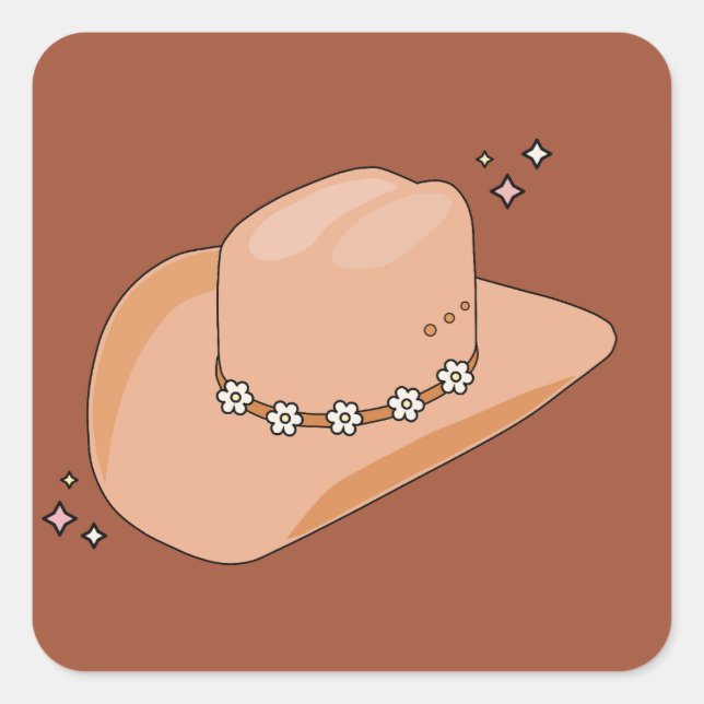 Cowboy Hat Rust Terracotta Quadratischer Aufkleber (Vorderseite)