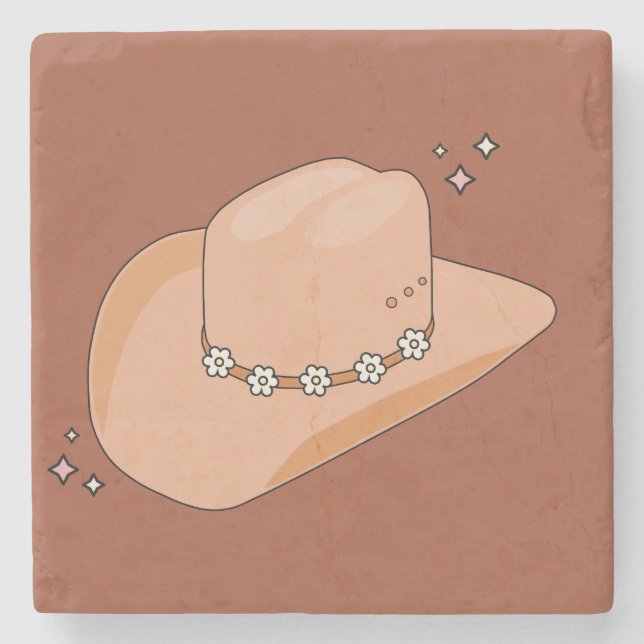 Cowboy Hat Rust Terracotta Steinuntersetzer (Vorderseite)