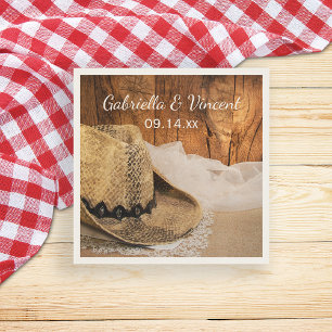 Cowboy Hat und Barn Wood Western Hochzeit Serviette