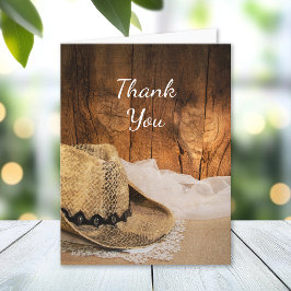 Cowboy Hat und Barn Wood Western Hochzeit Vielen D Dankeskarte