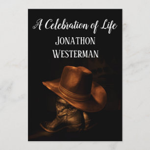 Cowboy Hat und Boots Celebration of Life Einladung