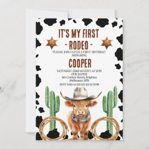 Cowboy Highland Cow meine erste Rodeo 1. Geburtsta Einladung