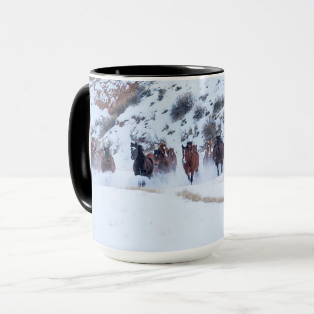 Cowboy Horse Drive | Hideout Ranch Muschel, Wyomin Tasse (Vorderseite Links)