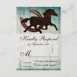 Cowboy Horse Horseshoe Country Style Wedding RSVP