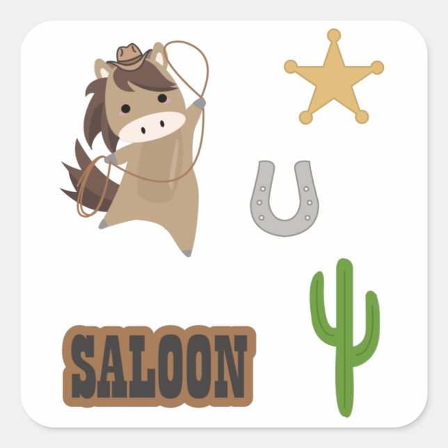 Cowboy Horse Pony Saloon Wester Sticker Set (Vorderseite)