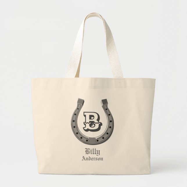 Cowboy Horse Shoe Personalisiert Monogram Jumbo Stoffbeutel (Vorne)