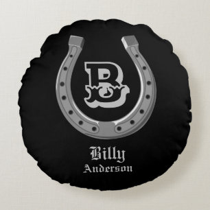 Cowboy Horse Shoe Personalisiert Monogram Rundes Kissen