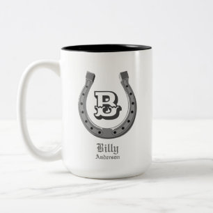 Cowboy Horse Shoe Personalisiert Monogram Zweifarbige Tasse