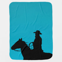 Cowboy & Horse Silhouette auf Türkis
